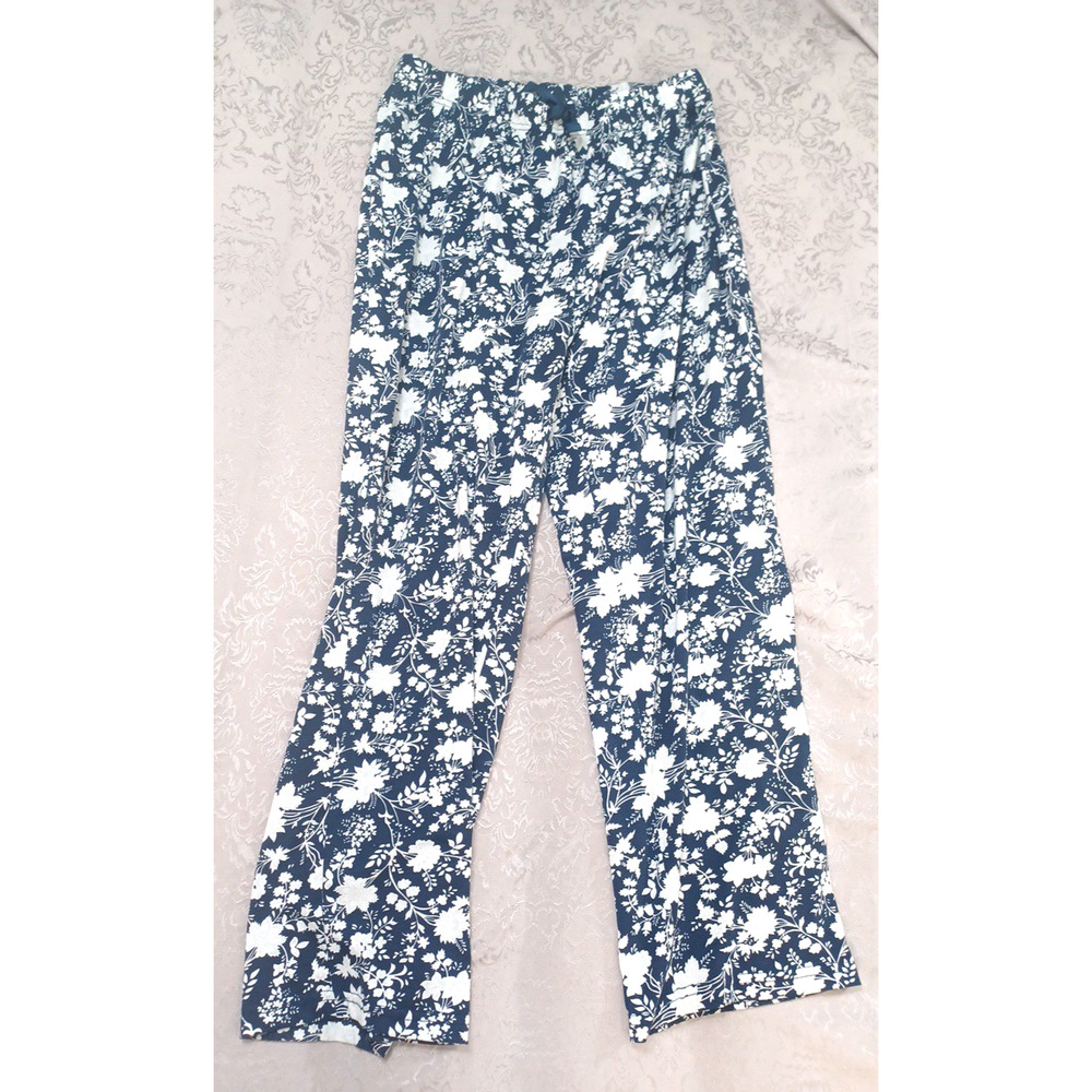 Lands' End Womens Pajama Pants Floral Sleepwear Sz M Stretch
